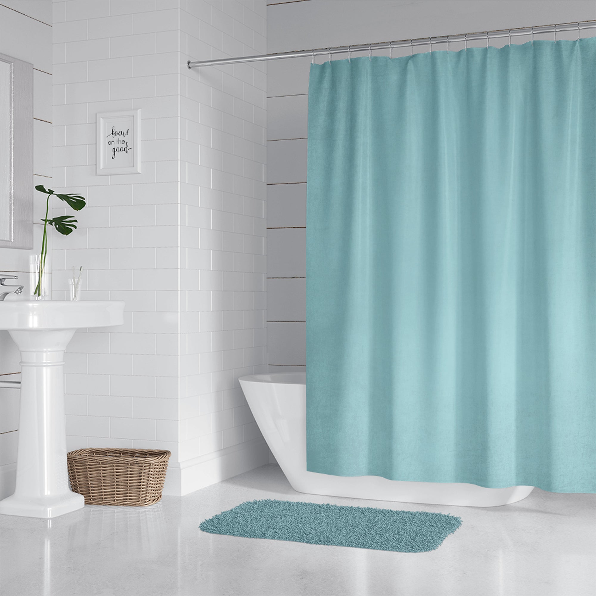 Textured Light Aqua Shower Curtain