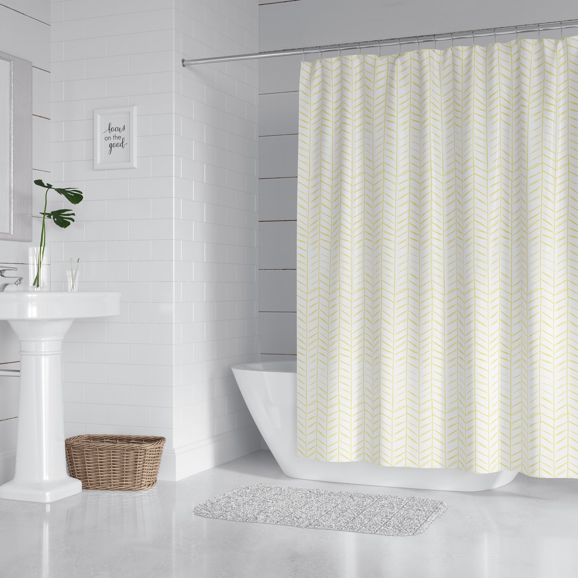 Mini Chevron Yellow Shower Curtain