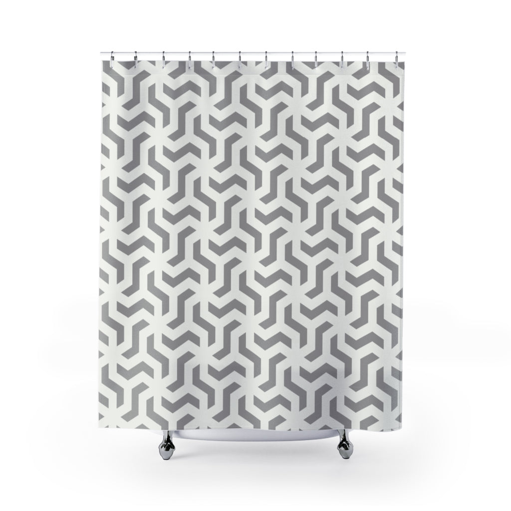 Gray Geometric Shower Curtain