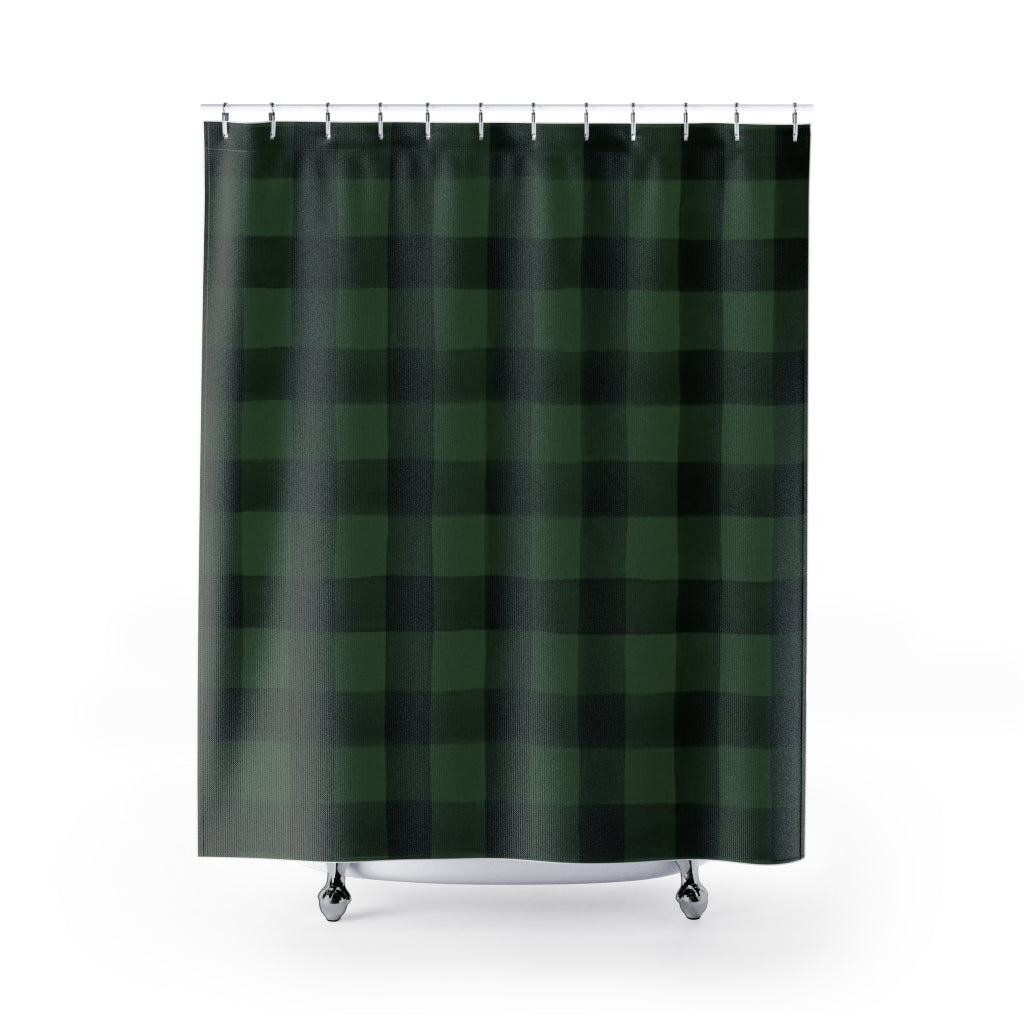 Green Buffalo Plaid Shower Curtain