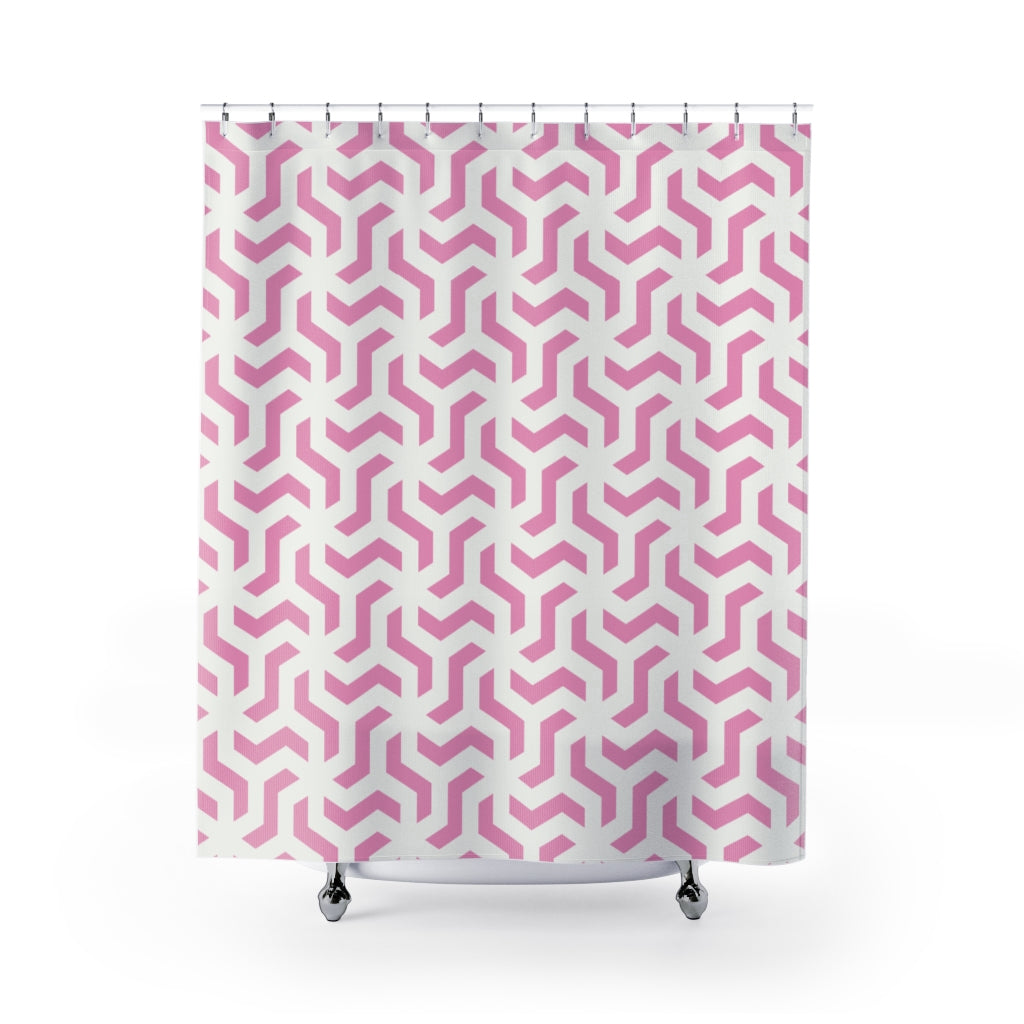 Pink Geometric Shower Curtain