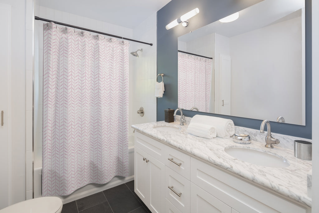 Mini Chevron Pink Shower Curtain