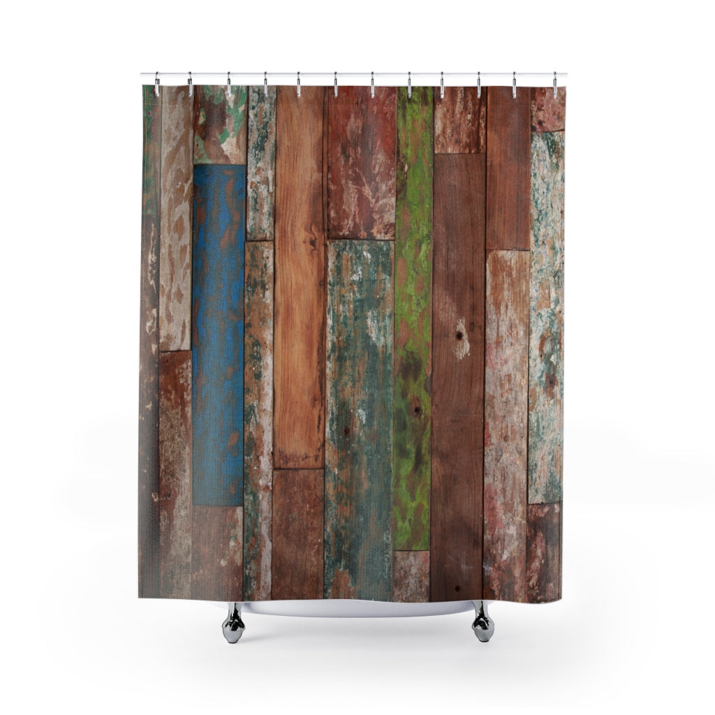 Multi-Color Barnwood Shower Curtain