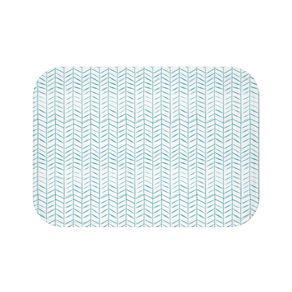Teal Mini Chevron Bath Mat