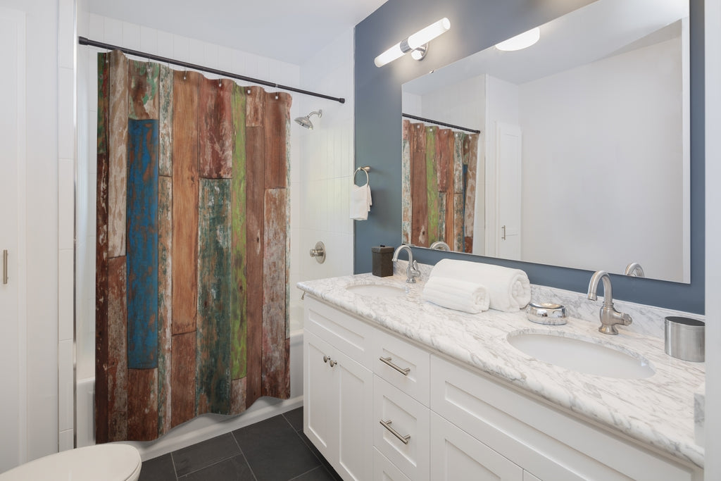Multi-Color Barnwood Shower Curtain