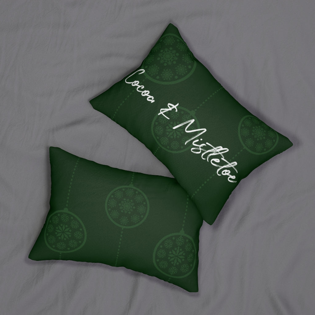 Green Cocoa &amp; Mistletoe Throw Pillow